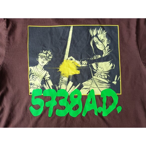 Dr. STONE Senku and Chrome A.D. T-Shirt Men's Large Burgundy Short Sleeve - Picture 2 of 7